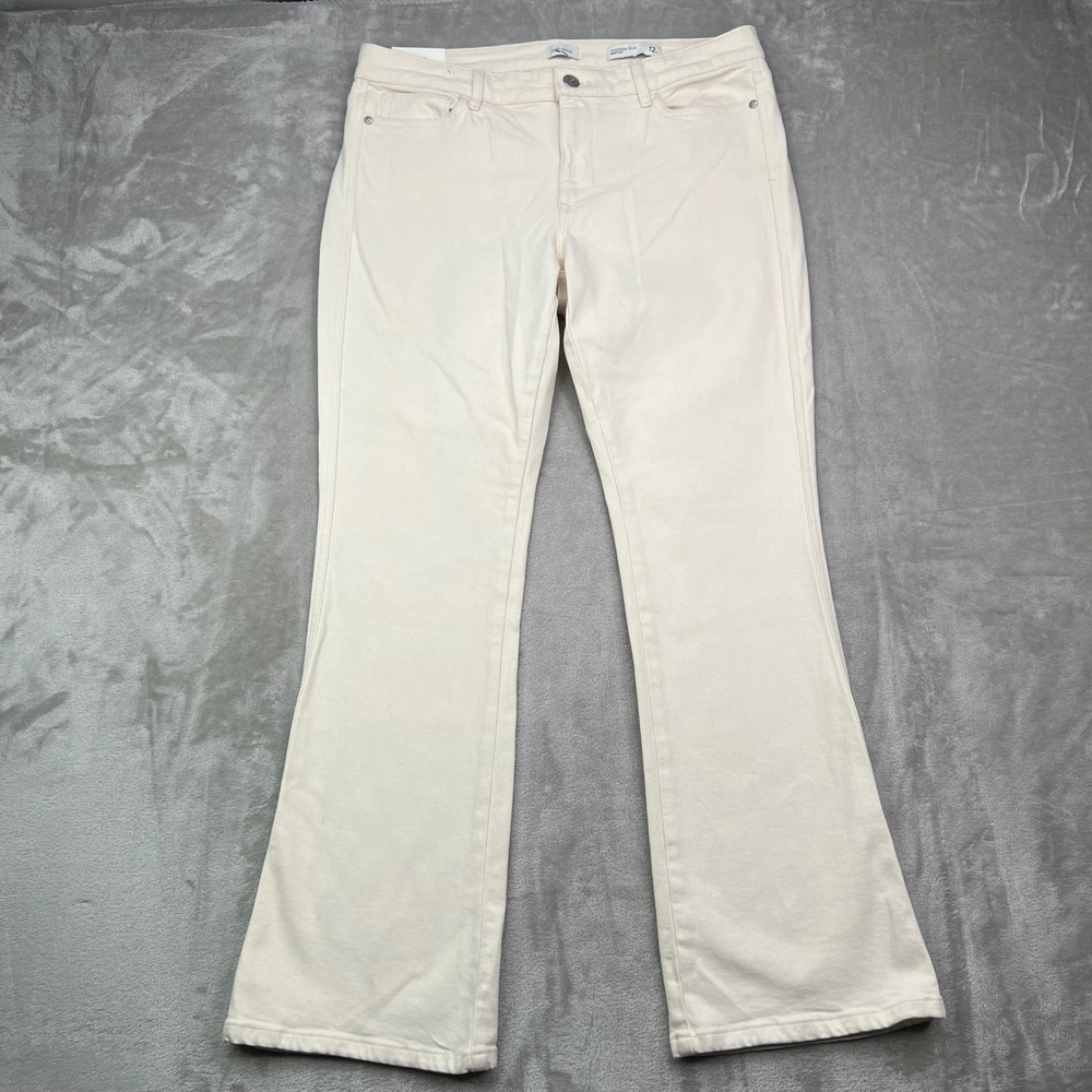 J. Jill Modern Slim Boot Cut Jeans Womens 12 Natural Off-White Stretch Denim New